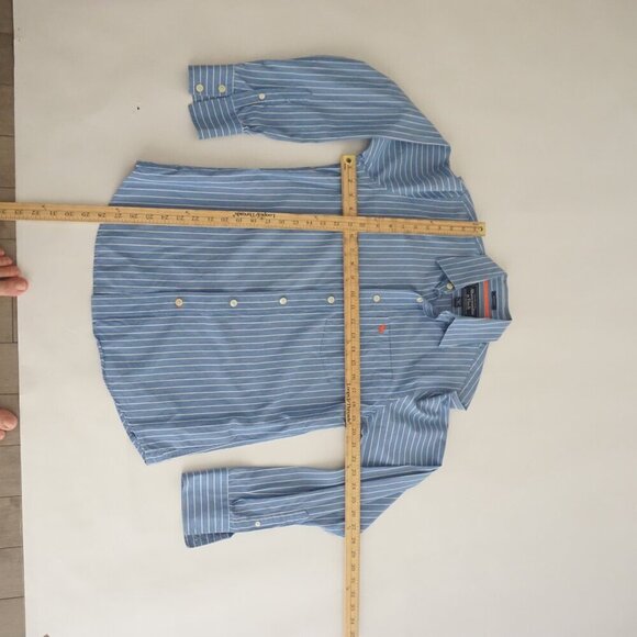 Abercrombie & Fitch New York Blue White Muscle Stripe 100% Cotton Dress Shirt M - Picture 3 of 10